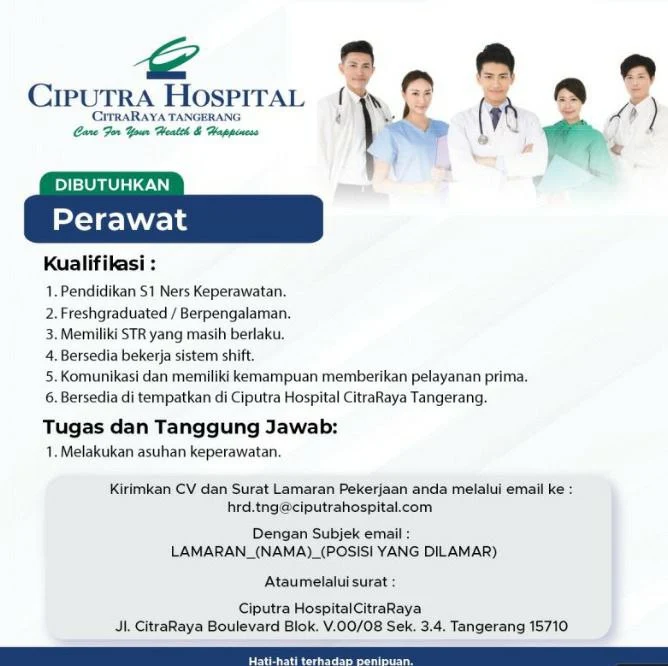 Lowongan Kerja Perawat di Ciputra Hospital Tangerang