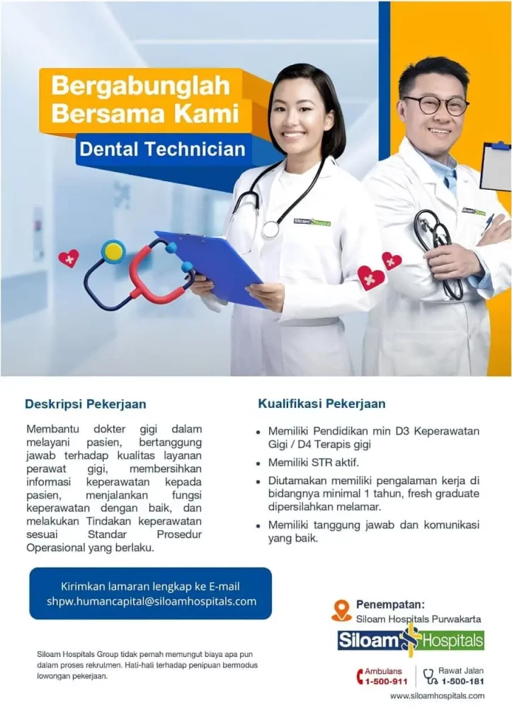 Lowongan Kerja Dental Technician Siloam Hospitals Purwakarta