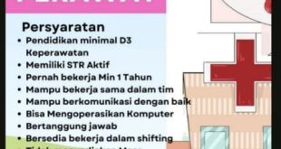 Lowongan Kerja Perawat Klinik Area Cilangkap dan Cipayung