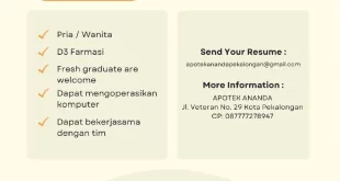 Lowongan Kerja Teknis Kefarmasian di Apotek Ananda Pekalongan