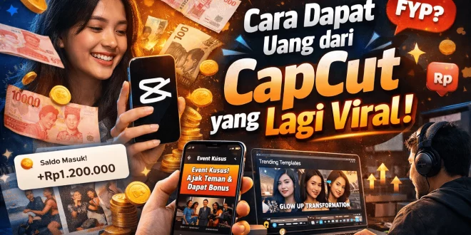 Ilustrasi cara dapat uang dari CapCut yang lagi viral melalui template trending dan event resmi CapCut dengan saldo masuk ke dompet digital