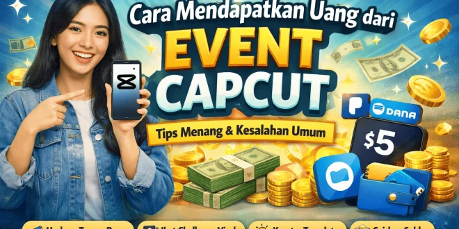 Ilustrasi event resmi CapCut yang memungkinkan pengguna mendapatkan reward dari program undang teman dan kreator