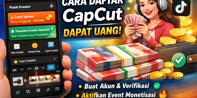 Ilustrasi panduan cara daftar CapCut agar bisa mendapatkan uang melalui event dan monetisasi untuk pemula