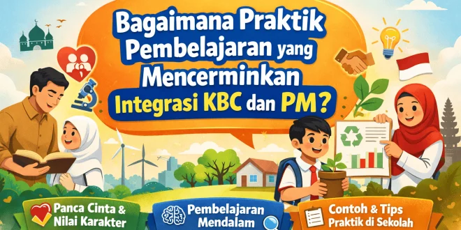 Ilustrasi praktik pembelajaran yang mencerminkan integrasi KBC dan PM dengan nilai Panca Cinta di kelas