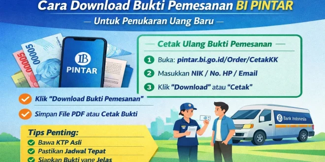 Cara download bukti pemesanan BI Pintar melalui pintar.bi.go.id untuk penukaran uang baru Bank Indonesia