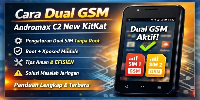 Ilustrasi cara dual gsm andromax c2 new kitkat dengan dua SIM GSM aktif tanpa dan dengan root