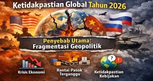 Salah satu penyebab utama mengapa ketidakpastian global pada tahun 2026 masih tetap tinggi adalah fragmentasi geopolitik yang memengaruhi ekonomi dunia