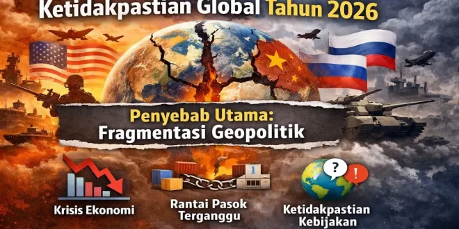 Salah satu penyebab utama mengapa ketidakpastian global pada tahun 2026 masih tetap tinggi adalah fragmentasi geopolitik yang memengaruhi ekonomi dunia