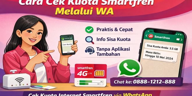 Ilustrasi cara cek kuota Smartfren melalui WA atau WhatsApp dengan langkah mudah mengetahui sisa kuota internet Smartfren.