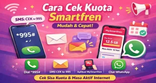 Cara cek kuota Smartfren melalui kode dial *995#, SMS ke 995, aplikasi MySmartfren, dan WhatsApp untuk melihat sisa kuota dan masa aktif internet.
