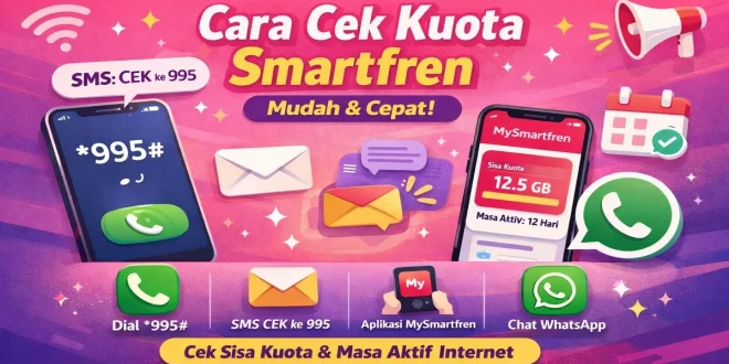 Cara cek kuota Smartfren melalui kode dial *995#, SMS ke 995, aplikasi MySmartfren, dan WhatsApp untuk melihat sisa kuota dan masa aktif internet.