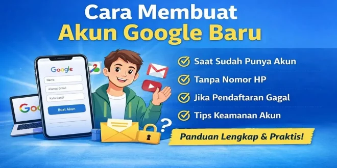Ilustrasi cara membuat akun Google baru termasuk saat sudah punya akun Google, tanpa nomor HP, dan solusi jika pendaftaran gagal