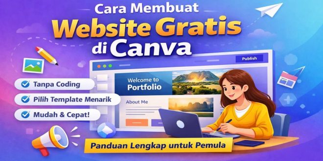 Ilustrasi cara membuat website gratis di Canva tanpa coding menggunakan template website Canva untuk pemula