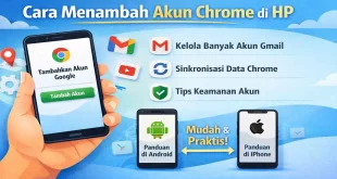 Ilustrasi cara menambah akun Chrome di HP Android dan iPhone dengan langkah mudah untuk menambahkan akun Google di browser Chrome