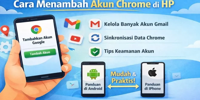 Ilustrasi cara menambah akun Chrome di HP Android dan iPhone dengan langkah mudah untuk menambahkan akun Google di browser Chrome