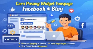 Ilustrasi cara pasang widget fanspage Facebook di blog menggunakan Page Plugin agar halaman Facebook tampil di website