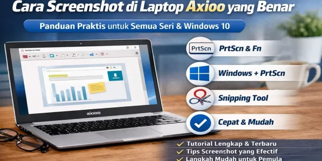 Ilustrasi cara screenshot di laptop Axioo menggunakan PrtScn, Windows + PrtScn, dan Snipping Tool di Windows 10