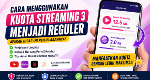 Ilustrasi cara menggunakan kuota streaming 3 menjadi reguler beserta penjelasan dan tips aman kuota Tri
