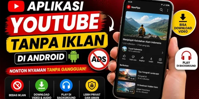 ilustrasi aplikasi youtube tanpa iklan di android dengan fitur download video dan background play