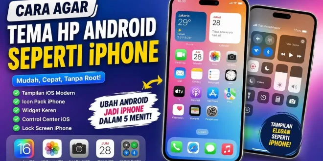 cara agar tema hp android seperti iphone tanpa root menggunakan launcher ios icon pack widget dan control center