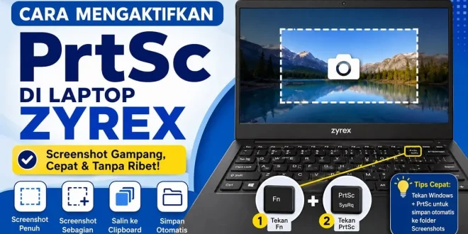 Cara mengaktifkan PrtSc di laptop Zyrex untuk screenshot cepat tanpa ribet