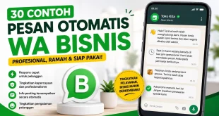 Ilustrasi 30 contoh pesan otomatis WA bisnis untuk meningkatkan pelayanan pelanggan dengan WhatsApp Business.