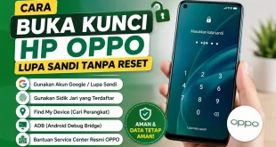 Ilustrasi cara buka kunci HP OPPO lupa sandi tanpa reset menggunakan akun Google, sidik jari, Find My Device, dan ADB.