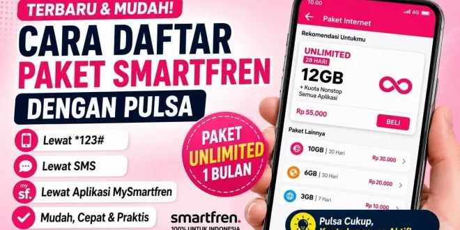 Cara daftar paket Smartfren dengan pulsa melalui kode *123#, SMS, dan aplikasi MySmartfren.