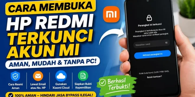 Ilustrasi cara membuka HP Redmi yang terkunci akun Mi menggunakan pemulihan akun Xiaomi secara resmi.