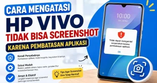 Ilustrasi cara mengatasi HP Vivo tidak bisa screenshot karena pembatasan aplikasi beserta penyebab dan solusinya.