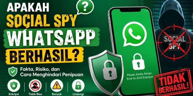 Ilustrasi apakah Social Spy WhatsApp berhasil dengan penjelasan bahwa aplikasi penyadap WhatsApp tidak dapat membaca chat karena enkripsi end-to-end.