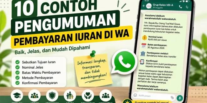 10 contoh pengumuman pembayaran iuran di WhatsApp yang baik dan benar