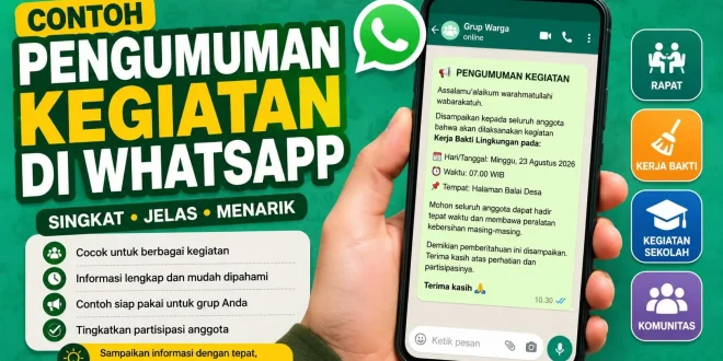 Contoh pengumuman kegiatan di WhatsApp yang singkat dan jelas