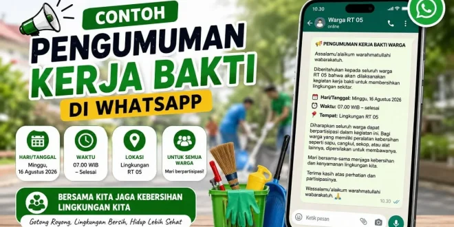 Contoh pengumuman kerja bakti di WhatsApp untuk warga