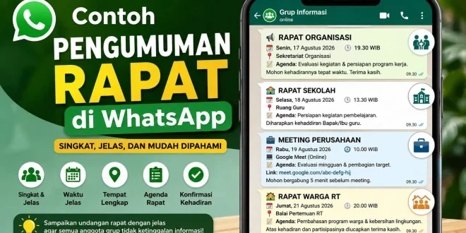 Contoh pengumuman rapat di WhatsApp untuk organisasi, sekolah, perusahaan, dan RT