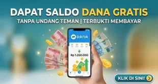 Tampilan smartphone memperlihatkan saldo DANA gratis tanpa undang teman yang terbukti membayar