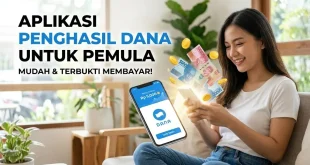 Ilustrasi smartphone menampilkan opsi aplikasi penghasil DANA untuk pemula yang aman dan tanpa deposit.